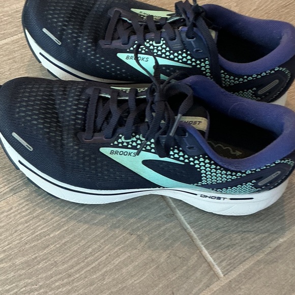 Brooks Ghost 14 Navy and Aqua Running Shoes Women’s Sz 8D Wide #1203561D446 - Picture 3 of 7